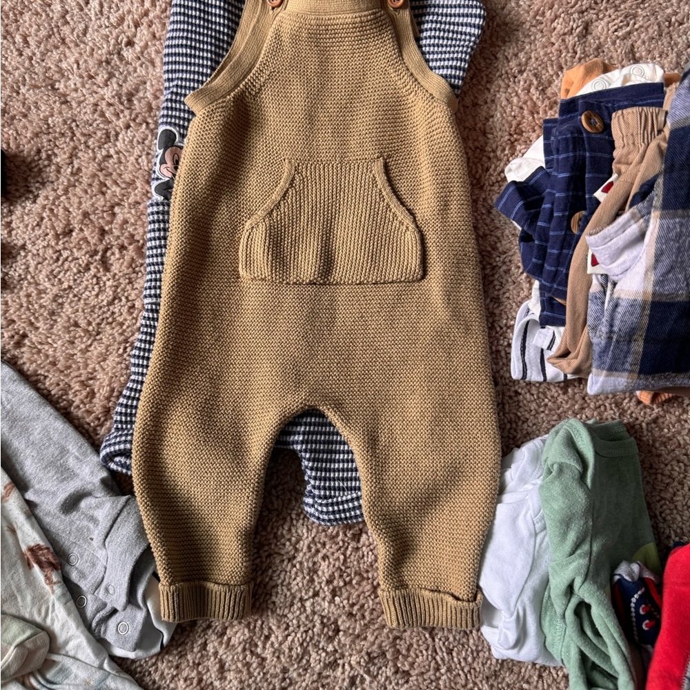 Cozy Knit Overalls for Kids - Tan